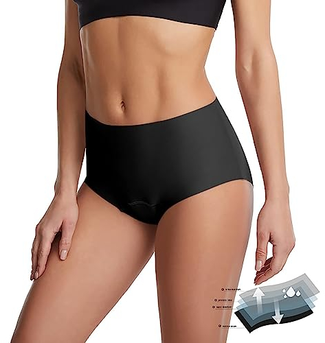 Damen perioden bademode zum Schwimmen periodenunterschwäsche Starke blutung Saugfähige Bikini Slip Unterwäsche für Schwangerschaft und Wochenbett Badehose Strandhose (Schwarz,3XL)