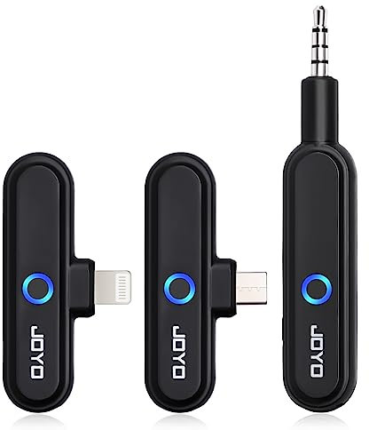 JOYO Wireless Audio Interface Transmitter and Receiver for Live Streaming Amplifier 3.5mm Stereo Recording and Playing with Phone Tablet & PC Background Music (JW-05R)