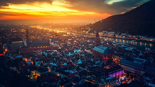 Jigsaw Puzzles For Adults 1000 Pieces Castles And Canals Light Up The City Under A Sunset Sky In Germany 75 * 50Cm