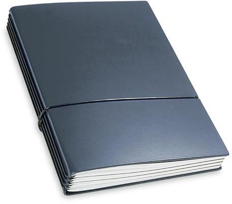 X17-A5 Terminplaner/Organizer 2024-2025 | 18-Monats-Kalender | dunkelblau; aus recyceltem Leder. Austauschbare Hefte: Wochenkalender Classic+2 Hefte (blanko, gepunktet), Made in Germany.