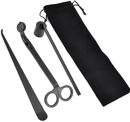 Kerzen Zubehör Set,Kerzenzubehör Set 3 in 1,Dochtschere Kerzenlöscher und Docht-Dipper,Candle Wick Trimmer mit Samtbeutel für Kerzenliebhaber,Kerzen Zubehör Set Edelstahl 3-in-1 Kerzenlöscher