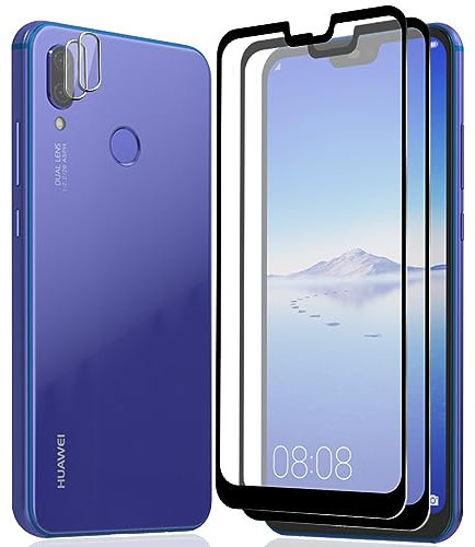 AnnhanT Protector Pantalla para Huawei P20 Lite, Cristal Templado 2 Piezas y Protector de Lente de cámara 2 Piezas - 9H Dureza Antiarañazos, Antihuellas, Sin Burbujas