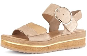Gabor Damen Plateausandalen, Frauen Sandalen,Best Fitting,Plateausandaletten,bequem,Sommerschuhe,Freizeitschuhe,Caramel/Gold,42 EU / 8 UK