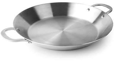 LACOR - 60840 - Paellera Inducción, Paellera Acero Inoxidable TriChef, Tecnología TriCapa, Asas Inoxidables, Inducción y Horno, 7 Raciones, Fácil Limpieza, Lavavajillas, ø de 40 cm y Altura de 6 cm