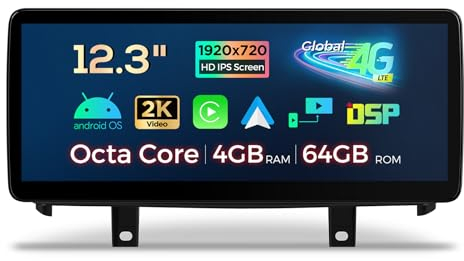 XTRONS 12.3'' HD IPS Android 14 Autoradio Octa Core 4GB 64GB 4G LTE Car Play Android Auto Bluetooth GPS WLAN Optional DAB OBD DVR AHD Kamera Für BMW X5 F15 X6 F16 NBT ID4 System