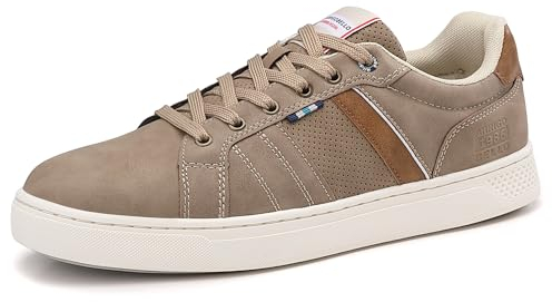 ARRIGO BELLO Sneaker Herren Freizeitschuhe Schuhe Sportschuhe Leder Mode rutschfest Outdoor Sneakers Größe 41-46 (H Khakifarbe,Size_43)