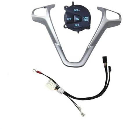OTOZUM Kompatibel Mit Ford Für Fiesta Mk7 Mk8 St Für Ecosport 2013 Auto Tempomatschalter Knopf Lenkradverkleidung Heller Streifen Mit Kabel Auto Zubehör