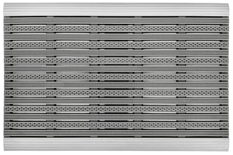 Home2Fashion PUR | PureClean TPE-VC 100% Nachhaltig Fussmatte, Relief-Türmatte, Schmutzfangmatte, Innen und Aussen, Anthrazit-Metallic Oberfläche, Größe ca. 59 x 39 cm, 285511A