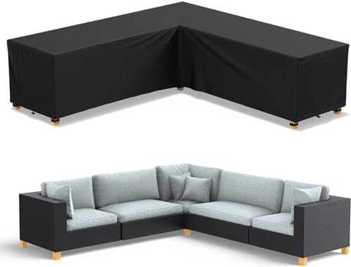 BOTOING Garten Gartenmöbel Abdeckung L-Form, Schutzhülle für Gartenmöbel, wasserdicht Winddicht, Abdeckplane für Outdoor Ecksofa Eck-Loungegruppe Loungemöbel Rechteckig Abdeckhaube (215 * 215 * 87cm)