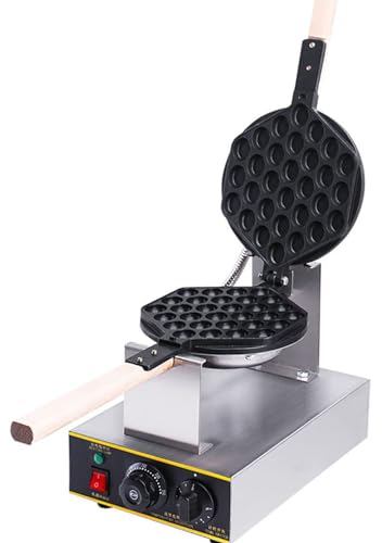 FfiMe 1400w Stainless Steel Ice Cream Cone Maker,Commercial Bubble Waffle Maker, 180° Rotatable Hong Kong Egg Cone Maker, 30 Egg Tanks, Temperature 0-250 °C - Time 0-5 Minutes
