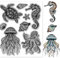 GLOBLELAND Haftstempel Aus Gummi, Motiv: „Ocean Life“, 7.09x8.66zoll, EVA Stempel Mit Meerestieren, Prägestempel, Siegelstempel Aus Gummi Für DIY Scrapbooking Und Kartenherstellung