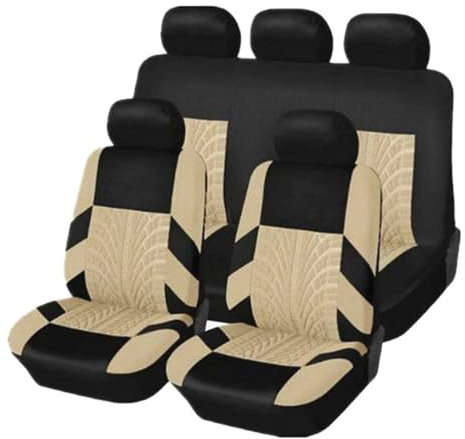 JPDEDIAN Car Seat Cover for Dacia Duster Universal Full Set Seat Cover Waterproof, Easy to Fit, for All Vehicles, beige