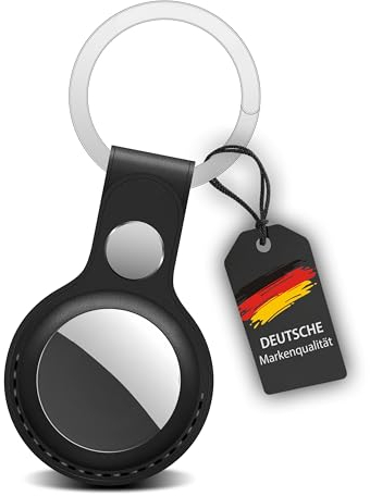 Selective Cards|Air Tag Schlüsselanhänger aus echtem Leder – verbesserte Passform 2025 – Hülle kompatibel mit Apple Air Tag – edles Design – ideal für Schlüssel, Taschen & mehr|,Schwarz
