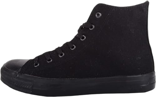 Mens Slip On Lace Up High Top Canvas Summer Trainers Pumps Sneakers (Black, UK Footwear Size System, Adult, Men, Numeric, Medium, 8)