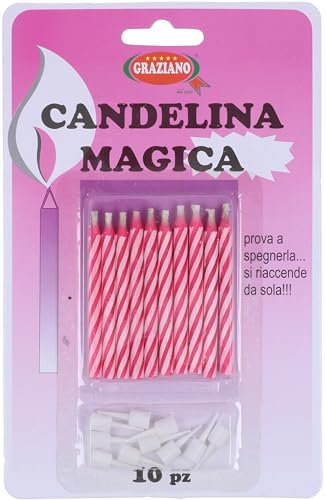 Candelina Magica Rosa 10 pezzi