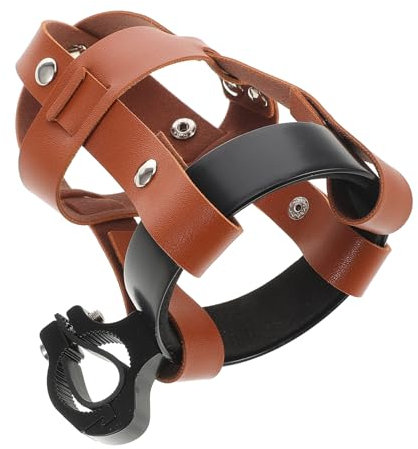 BIUDECO Porte-gobelet pour Guidon De Vélo Filet Et PU pour VTT Et Sports De Plein Air Noir Et Marron avec Support Solide