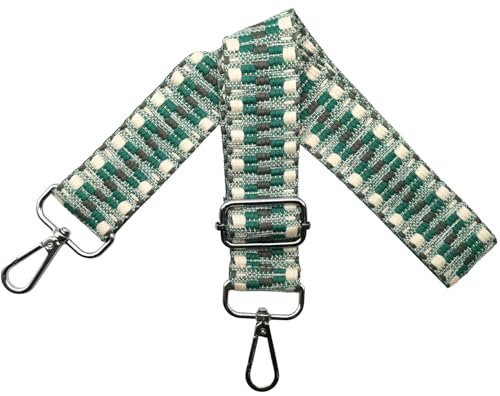 Taschengurte zum Wechseln Verstellbar Schultergurt für Tasche, Taschengurt Breit 3.8cm mit Silber Karabiner Schulterriemen Taschenband Tragegurt für Handtaschen, Beige/Grün, S38