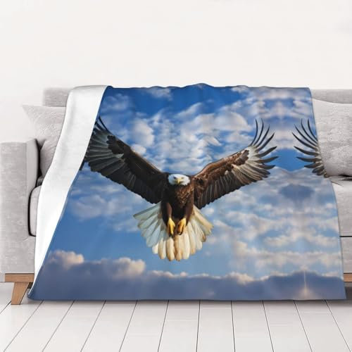 PHAYAH Flanelldecke, Motiv: Soaring Eagle, leicht und warm, geeignet für Sofa, Bett und Outdoor, für Kinder und Erwachsene, 152,4 x 127,7 cm