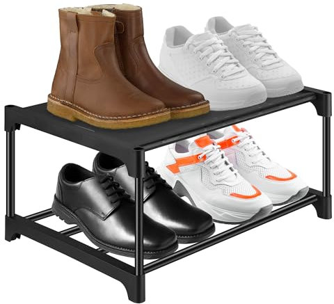 Fentar Schuhregal Platzsparend, 4-stufige Verstellbare Schuhregal Schmal, Stabile Metall Schuhablage mit Dicken Stahlrohr, Klein Shoe Rack Schuhständer Schuhaufbewahrung für Flur Schlafzimmer Camping