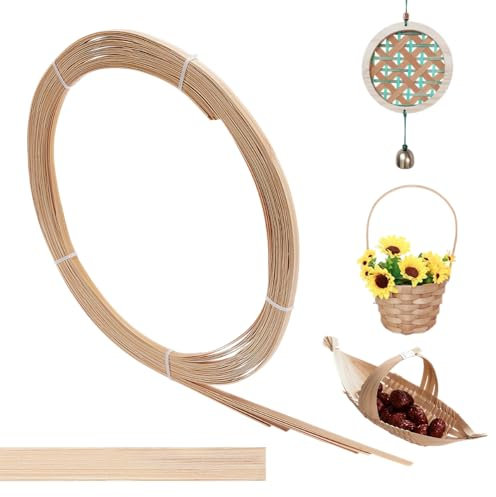 NBEADS 30m Bandes de Bambou, 5mm de Large Plat en Osier Rotin Sangle Panier Tissage Matériaux Bricolage Panier Rotin pour la Fabrication de Paniers Sangle Meubles Tissage Bricolage Artisanat
