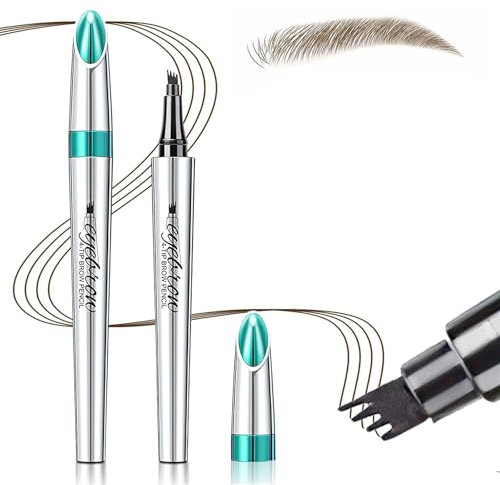 SALROAL Microblading Eyebrow Pen - Tattoo Brow Pen - Eyebrow Pen With Fork Tip for Natural-Looking, Long-Lasting Definition, Waterproof, Dark Brown