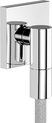 hansgrohe FixFit Fine E - Schlauchanschluss Dusche, universaler Wandanschluss mit Rückflussverhinderer, Wandanschlussbogen, Chrom, 28883000