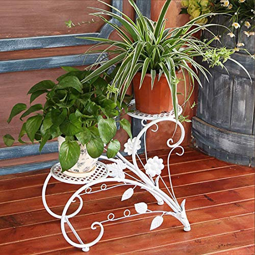 PUFAHAU Pflanzenständer Aus Metall, 2-Stöckiger Blumen- Und Kräuterständer, Blumentopfständer, Treppenregal, Gartendekoration Für Drinnen Und Draußen