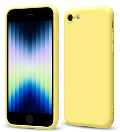 Svaove for iPhone SE Case Silicone 2nd 3rd Generation 2022 2020, Thin Ultra Slim Minimalist Phone Cover, Girly Cute Plain Bright Solid Color Matte Soft Rubber Jelly Gel Plastic TPU Bumper, Yellow