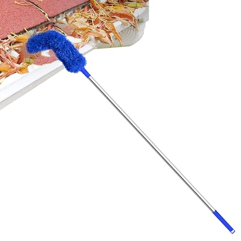 Gutter Cleaning Tools - Roof Deposit, Telescopic Pole Shovel, Drain Cleaner Kit, Lightweight Handle with Curved Head for Gardens for Home Maintenance and Hard to Reach Spots