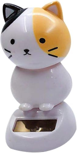 Figurines solaires oscillantes, chat dansant à énergie solaire, décoration de chat à tête flottante, figurine innovante pour tableau de bord, figurines solaires à tête flottante, kits d'alimentation