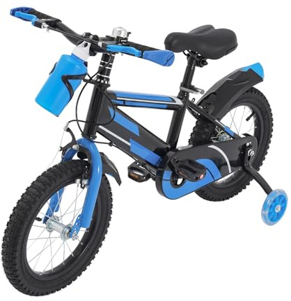 ROGONPDK 14 Zoll Kinderfahrrad, Höhenverstellba Kinderrad mit Stützrädern, Freistehend Upgraded Kinder Fahrrad, Blau Kinderfahrräder, Fahrrad für Jungen und Mädchen, für ab 3-7 Jahre