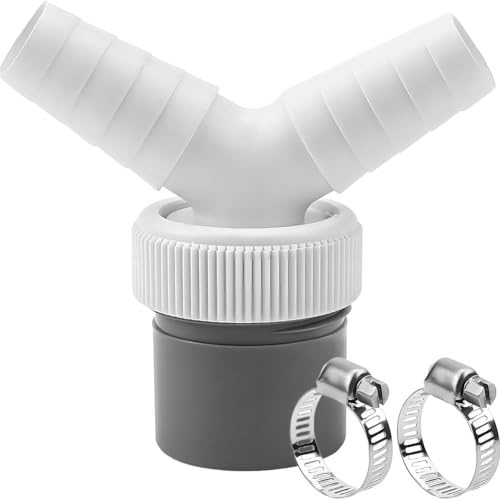 Lawnoval Washing Machine and Dishwasher Y-Type Drain Hose Adapter with Double Sealing PVC Connector, 40 mm Outlet Compatible with LG/Samsung/Bosch, Includes 2 Stainless Steel Clamps