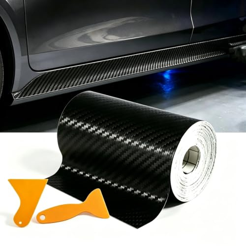 BADCRIS Pellicola Adesiva in Carbonio 3D con 2 Raschietti, 10cm x 10m | Fibra di Carbonio Adesiva per Auto, Pellicola Protettiva Universale Antigraffio Impermeabile per Davanzali Portiera,Paraurti