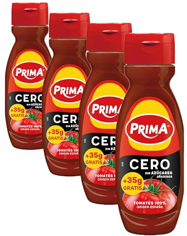 Prima Ketchup Cero 265+35 g (Paquete de 4)