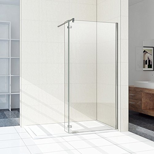 200x90cm Paroi de douche avec paroi à charnière 40cm walk in avec barre de fixation extensible