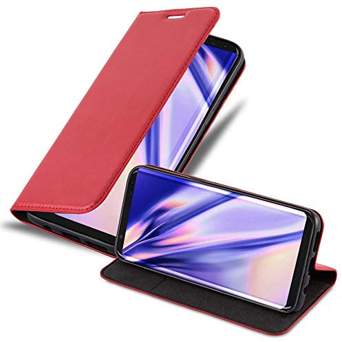 Cadorabo Hülle kompatibel mit Samsung Galaxy S8 Plus aus Premium Kunst Leder Flip Klappbare Stoßfeste Magnetische [Standfunktion] [Kartenfächern] Cover Hülle für Galaxy S8 Plus Tasche in Rot