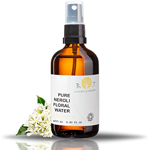 B.O.T Cosmetic & Wellness - Eau Florale de Néroli Biologique Naturelle 100% | Tonique Facial | Nettoyant Visage | Spray Corps et Cheveux | DIY Cosmétiques, Transparente, 250ml