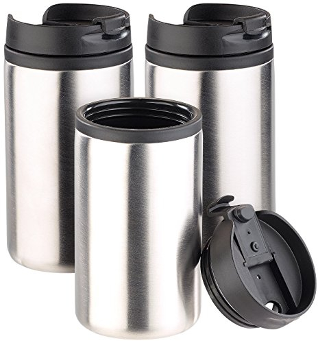 Rosenstein & Söhne Coffee to Go Tasse: Edelstahl-Isolierbecher für warm & kalt, doppelwandig, 280 ml, 3er-Set (Kaffeebecher to-Go mit Deckel, Thermotasse mit Deckel)