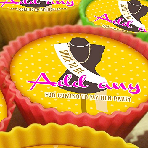 20 x Personalised Hen Party Bride To Be 5cm High Resolution Cupcake Toppers