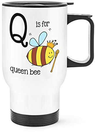 Letter Q is for Queen Bee Travel Mug Cup with Handle
