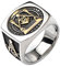 Vintage Breit Titan Edelstahl Freimaurer Ring mit Platz G Säulen Alles sehende Auge Bicolor Master Mason Illuminati Schmuck für Herren Damen Gold Ton Größe 59