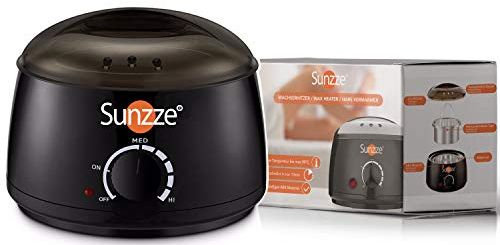 Sunzze Wachsgerät BLACK für das erhitzen von Wachsperlen, Blöcken & Dosen | Haarentfernung für Achseln, Beine, Arme und Gesicht für zu Hause | Platz für 400ml mit Einsatz