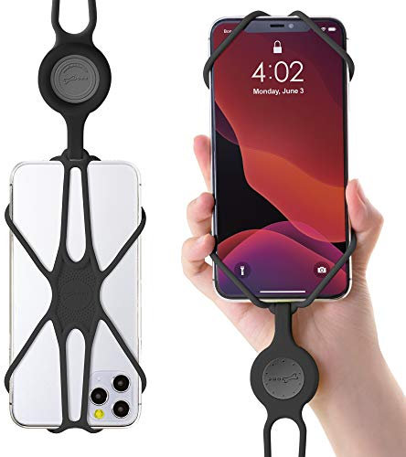 BONE Phone Lanyard – Universal Silicone Neck Strap Tether for iPhone 16 15 and Smartphones, Mobile Phone Holder for Women, Men, Kids – Lanyard Phone Tie 2- Black