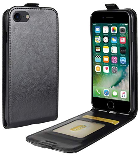 HualuBro Cover per iPhone SE 2020/8/7, Flip Cover a Libro in PU Pelle Premium Portafoglio Magnetica Custodia per iPhone SE 2 SE2 (Nero)