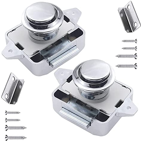 2 Stück Druckknopf Verriegelung Schloss für Schublade, Schranktür, Knopf Schloss für Wohnmobil, Boot, Yacht, Wohnwagen (2 Stück)