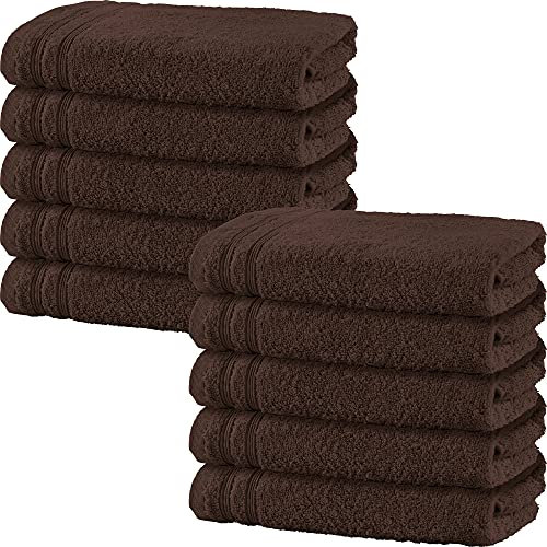 Erwin Müller Handtuch 10er-Pack Heidelberg 100% Baumwolle braun Größe 50x100 cm - saugstark, gut trocknend, kompakt, leichte Qualität - ideal für Sport, Strand, Reisen