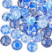 BEEFLYING 50 Stück Blau Und Weiß Bedruckte Glascabochons Flat Back Dome Cabochons Halbrunde Glascabochons für Circle Bezel Tray Setting