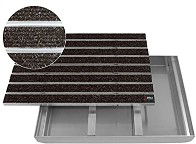 EMCO Eingangsmatte DIPLOMAT Large Rips braun + ALU Bodenwanne Fußmatte Schuhabstreifer Fußabstreifer, Größe:1000 x 500 mm