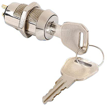 WMLBK Mobility Scooter Spare On/off Ignition Switch 2 Key, Hole 19mm Power Lock Mobility Electric Vehicle Start Switch Lock for Beauty Equipment Vending Machine Car Scooter