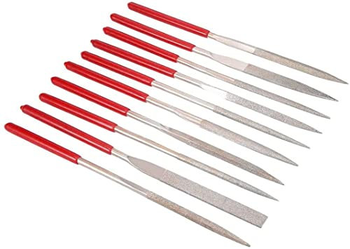 Mesee Mini-Diamant-Feilen-Set, flache Nadel, quadratisch, dreieckig, für Gewehrfeilen, Handwerk, handliche Modellierung, Schnitzfeilen, Werkzeug für Metall, Glas, Holz, Lapidarin, 5x180 mm, 10 Stück